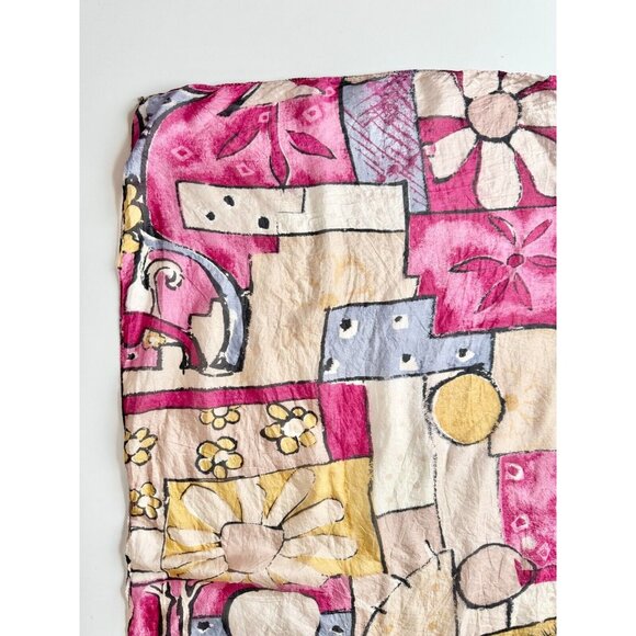 Unbranded Pink Purple Modernist Abstract Silk Chiffon 34" x 31" Square Scarf - Picture 3 of 11